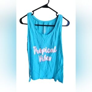 Secret Treasures Blue Sleeveless Tank Top Tropical Vibes Medium 8-10